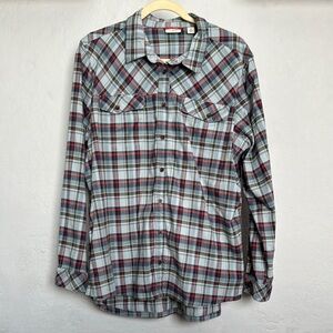 L.L. Bean Blue and Red Casual Button Down Shirt